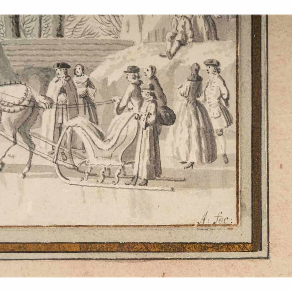 Deux lavis, scènes de patinage, signées Nicolaes Mattijsz Aartman | Biron Deux lavis, scènes de patinage, signées Nicolaes Mattijsz Aartman