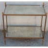 1950/70′ Bout De Canapé Rectangulaire Maison Baguès Laiton et Bronze Plateaux Miroir Oxydé Vieilli et Fleur 64 X 36 cm | Biron |||||||||