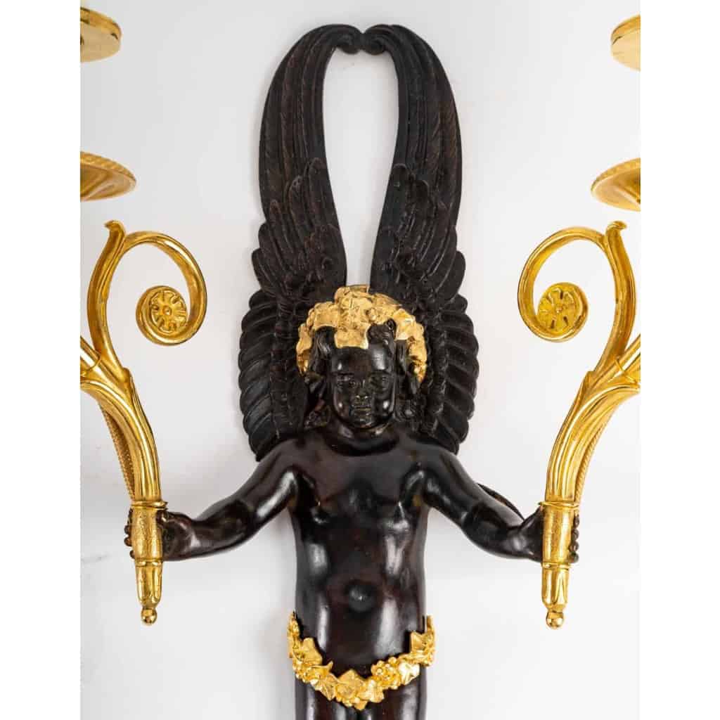 Paire d’appliques de style 1er Empire d’époque Napoléon III (1852 – 1870). | Biron Paire d'appliques de style 1er Empire d'époque Napoléon III (1852 - 1870).