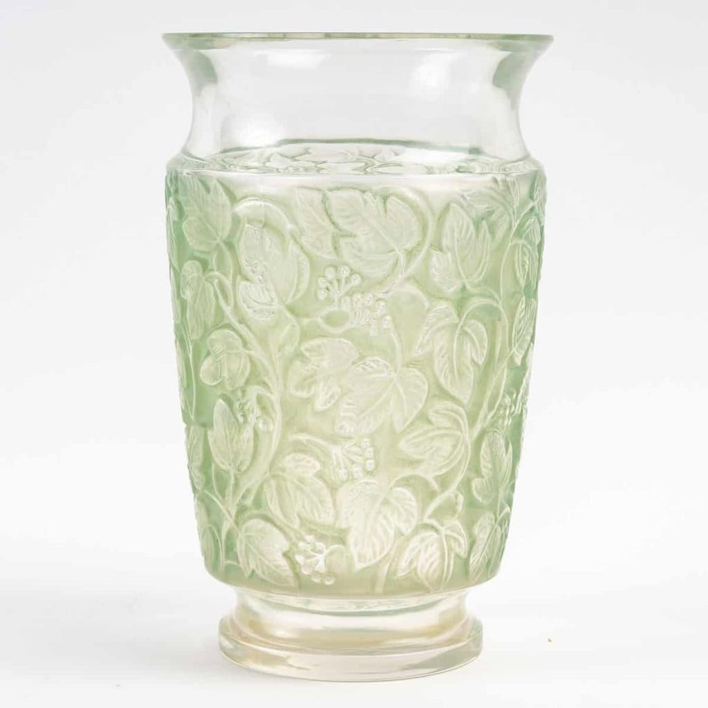 Vase « Deauville » Verre Blanc Patiné Vert de René LALIQUE | Biron ||||||