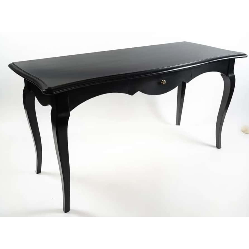 1970 Table Console laque cirée noire « Palace Le Lotti ». | Biron 1970 Table Console laque cirée noire "Palace Le Lotti".