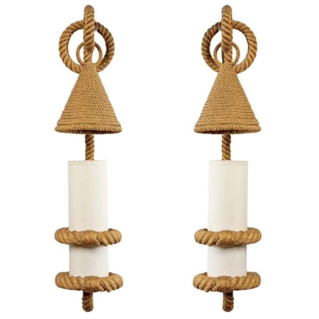 1950 Paire d’Appliques lanterne par Adrien Audoux et Frida Minet | Biron |||||
