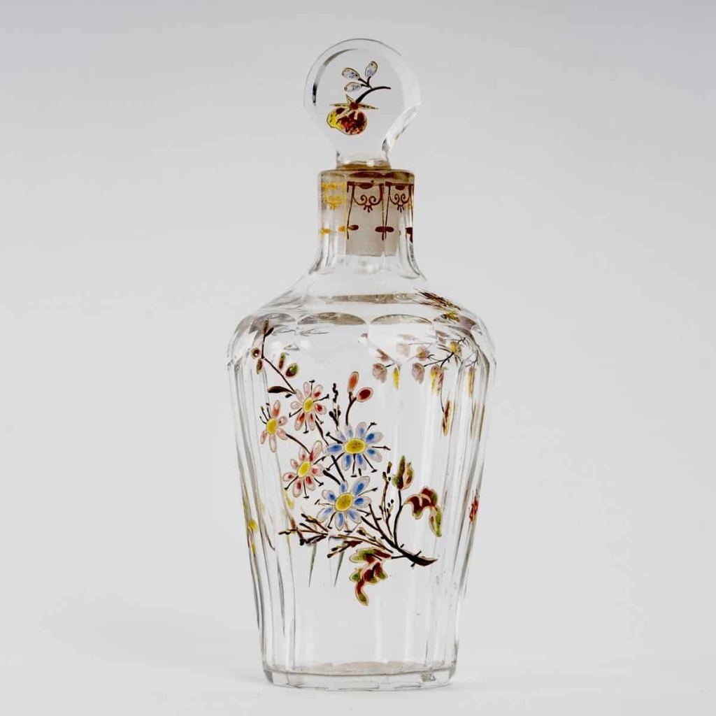 Flacon Verre Blanc Emaillé d’Emile Gallé | Biron ||||||||