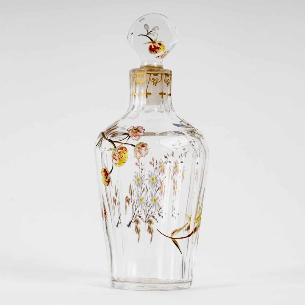 Flacon Verre Blanc Emaillé d’Emile Gallé | Biron Flacon Verre Blanc Emaillé d'Emile Gallé