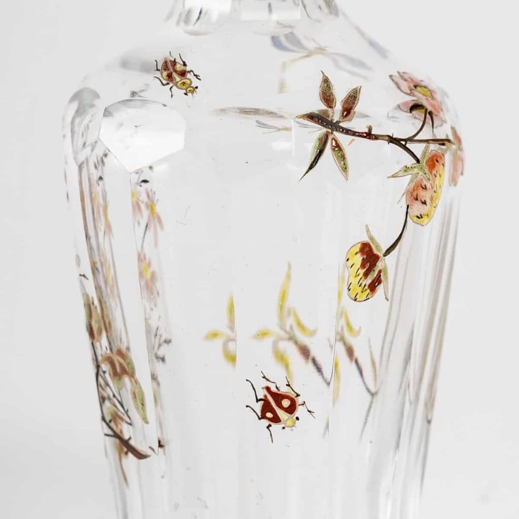 Flacon Verre Blanc Emaillé d’Emile Gallé | Biron Flacon Verre Blanc Emaillé d'Emile Gallé