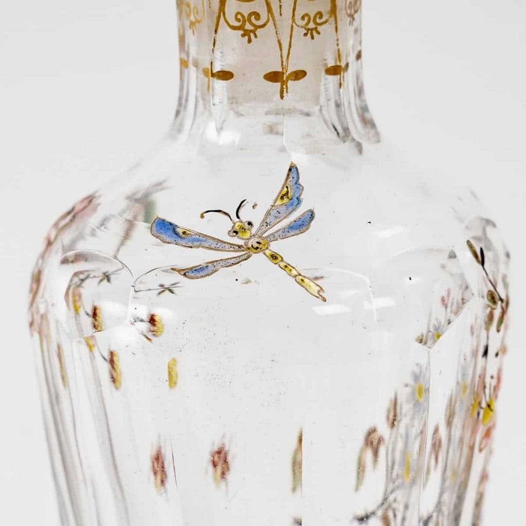 Flacon Verre Blanc Emaillé d’Emile Gallé | Biron Flacon Verre Blanc Emaillé d'Emile Gallé