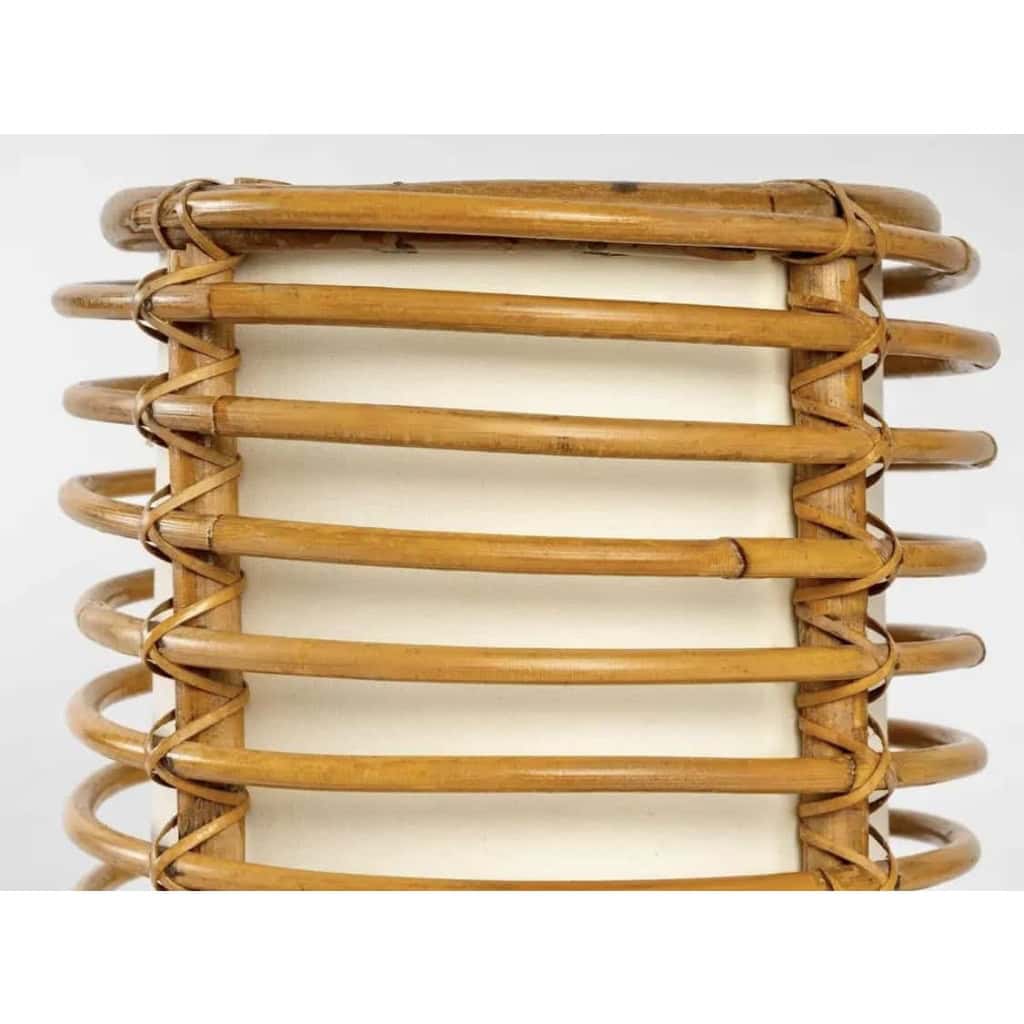 1960, Lampe en rotin Louis Sognot | Biron 1960, Lampe en rotin Louis Sognot