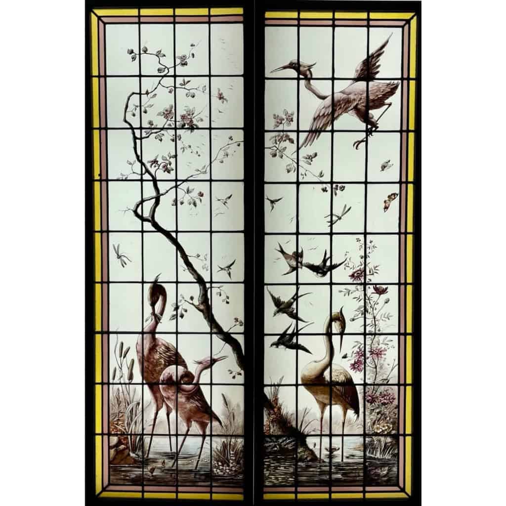 Vitrail vitraux aux échassiers | Biron |||||||||||||