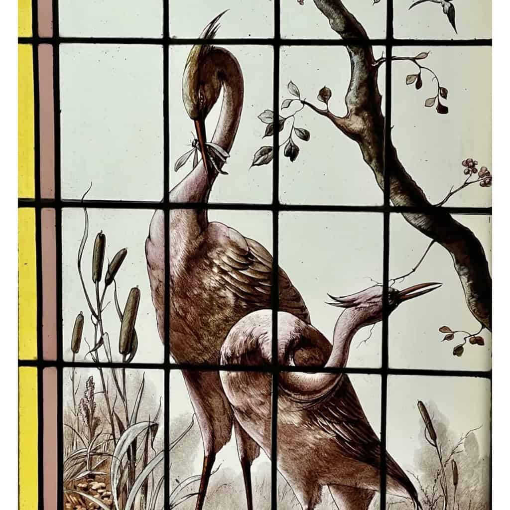 Vitrail vitraux aux échassiers | Biron Vitrail vitraux aux échassiers