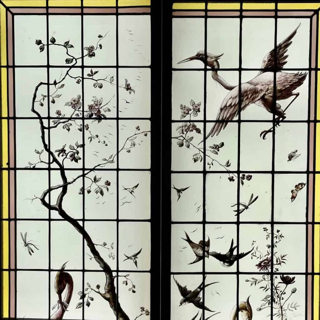 Vitrail vitraux aux échassiers | Biron Vitrail vitraux aux échassiers