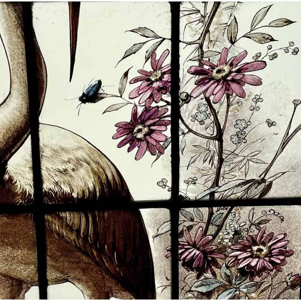Vitrail vitraux aux échassiers | Biron Vitrail vitraux aux échassiers
