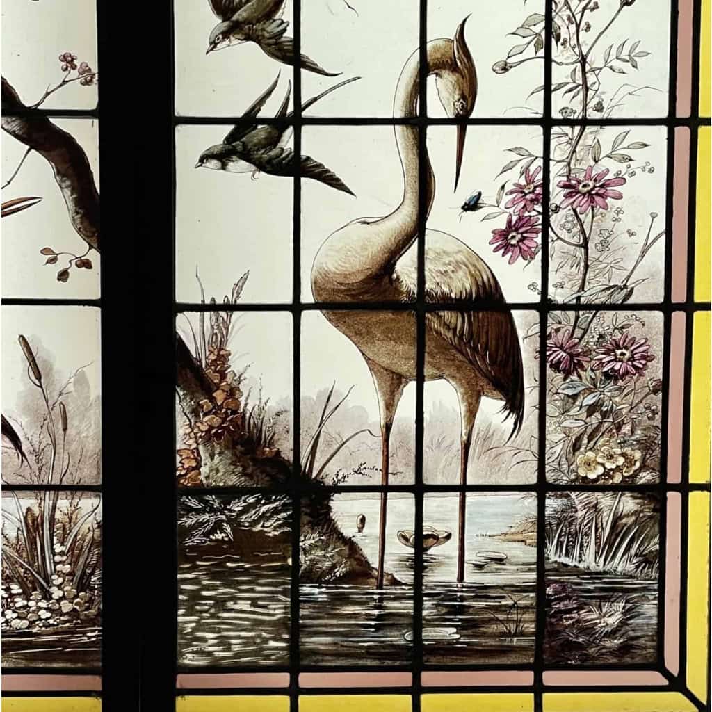 Vitrail vitraux aux échassiers | Biron Vitrail vitraux aux échassiers