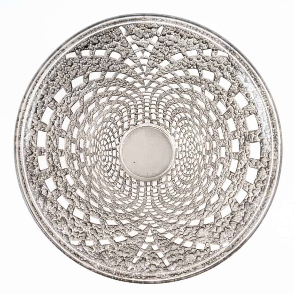 Vase « Damiers » Verre Blanc Patiné Gris René LALIQUE | Biron Vase "Damiers" Verre Blanc Patiné Gris René LALIQUE