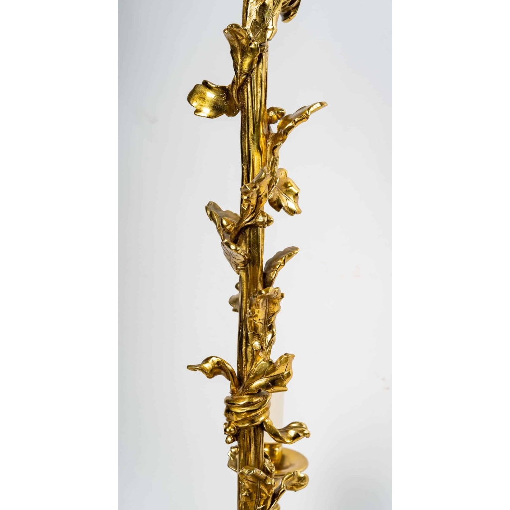 Lustre en bronze doré à 6 lumières, XIXème siècle | Biron Lustre en bronze doré à 6 lumières, XIXème siècle