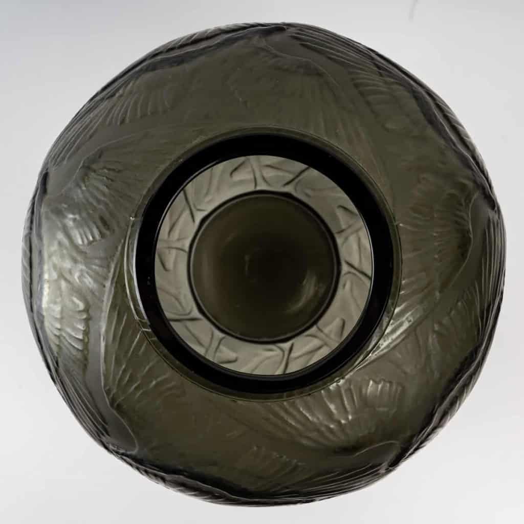 Vase « Archers » Verre Gris Topaze de René LALIQUE | Biron Vase "Archers" Verre Gris Topaze de René LALIQUE