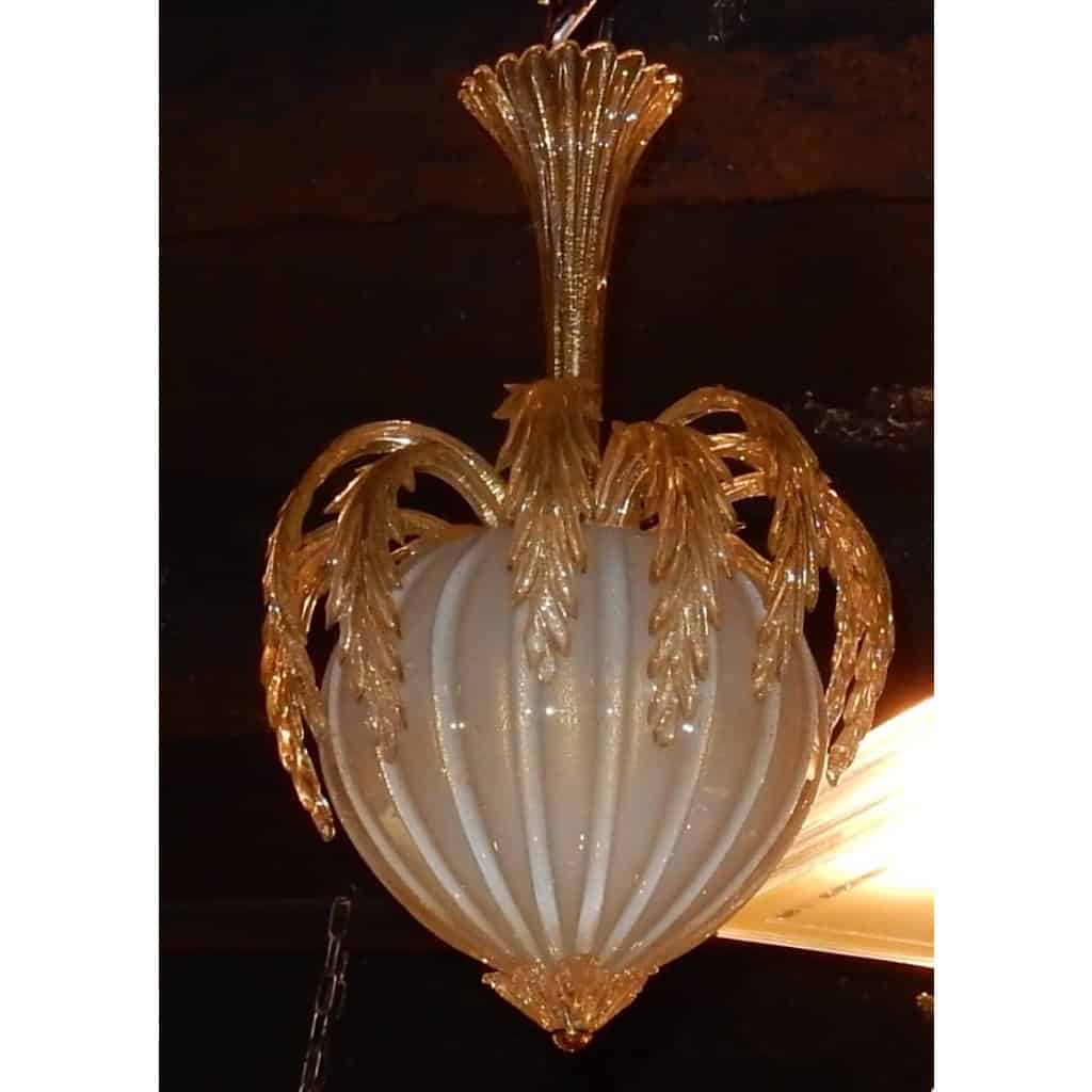 1950/70′ Lustre Cristal Murano Inclusions d’Or Forme Ananas par Barovier & Toso | Biron |||||||||
