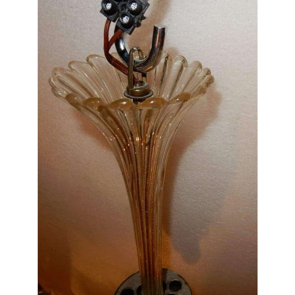 1950/70′ Lustre Cristal Murano Inclusions d’Or Forme Ananas par Barovier & Toso | Biron 1950/70′ Lustre Cristal Murano Inclusions d’Or Forme Ananas par Barovier & Toso
