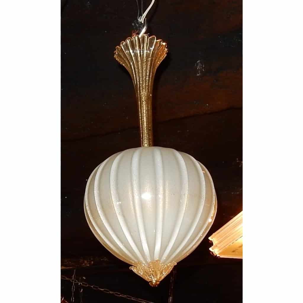 1950/70′ Lustre Cristal Murano Inclusions d’Or Forme Ananas par Barovier & Toso | Biron 1950/70′ Lustre Cristal Murano Inclusions d’Or Forme Ananas par Barovier & Toso