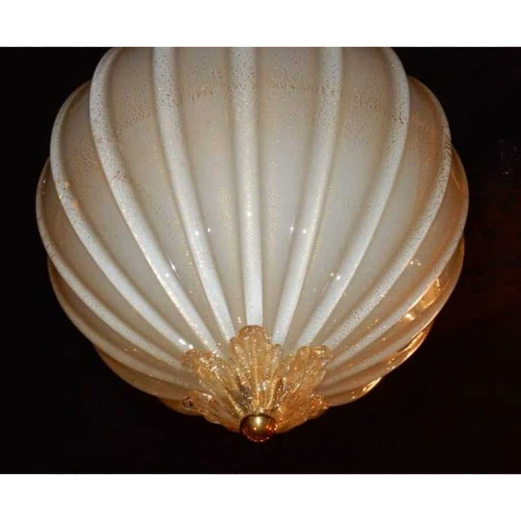 1950/70′ Lustre Cristal Murano Inclusions d’Or Forme Ananas par Barovier & Toso | Biron 1950/70′ Lustre Cristal Murano Inclusions d’Or Forme Ananas par Barovier & Toso