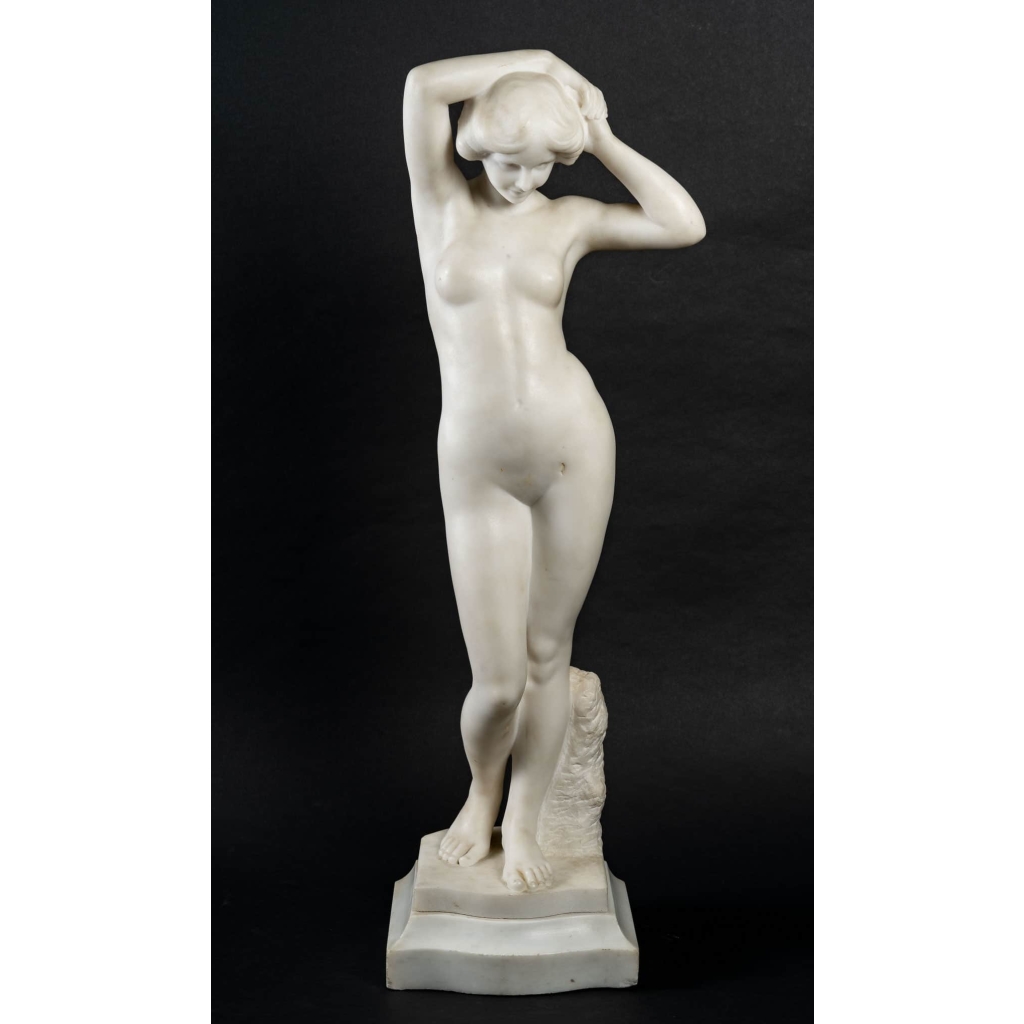 Femme nue en marbre, art nouveau, 1900 | Biron ||||||||||