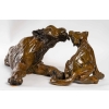 Bronze, patine marron clair, Lionne et son petit | Biron Bronze, patine marron clair, Lionne et son petit