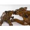 Bronze, patine marron clair, Lionne et son petit | Biron Bronze, patine marron clair, Lionne et son petit
