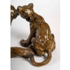 Bronze, patine marron clair, Lionne et son petit | Biron Bronze, patine marron clair, Lionne et son petit