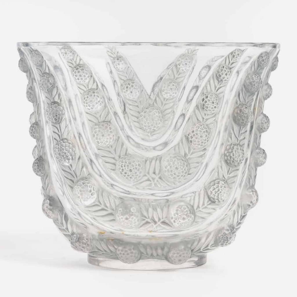 Vase « Vichy » Verre Blanc Patiné Bleu de René LALIQUE | Biron ||||||||
