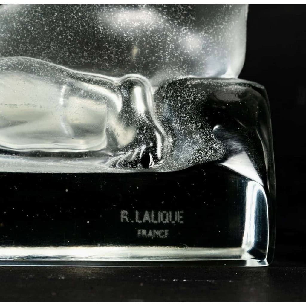 Paire de Serre-Livres « Amour » Verre Blanc Granité de René LALIQUE | Biron Paire de Serre-Livres "Amour" Verre Blanc Granité de René LALIQUE