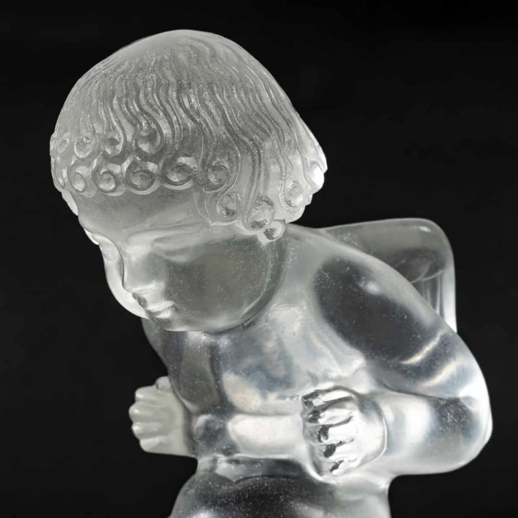 Paire de Serre-Livres « Amour » Verre Blanc Granité de René LALIQUE | Biron Paire de Serre-Livres "Amour" Verre Blanc Granité de René LALIQUE