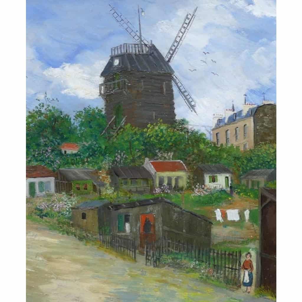 Elisée MACLET Tableau Français 20ème siècle Paris Montmartre Moulin de La Galette Le maquis Huile Signée | Biron Elisée MACLET Tableau Français 20ème siècle Paris Montmartre Moulin de La Galette Le maquis Huile Signée