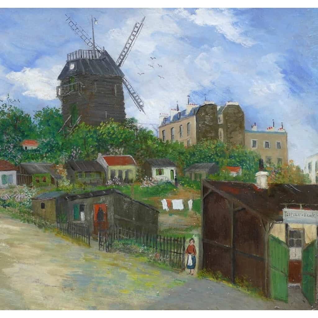 Elisée MACLET Tableau Français 20ème siècle Paris Montmartre Moulin de La Galette Le maquis Huile Signée | Biron Elisée MACLET Tableau Français 20ème siècle Paris Montmartre Moulin de La Galette Le maquis Huile Signée