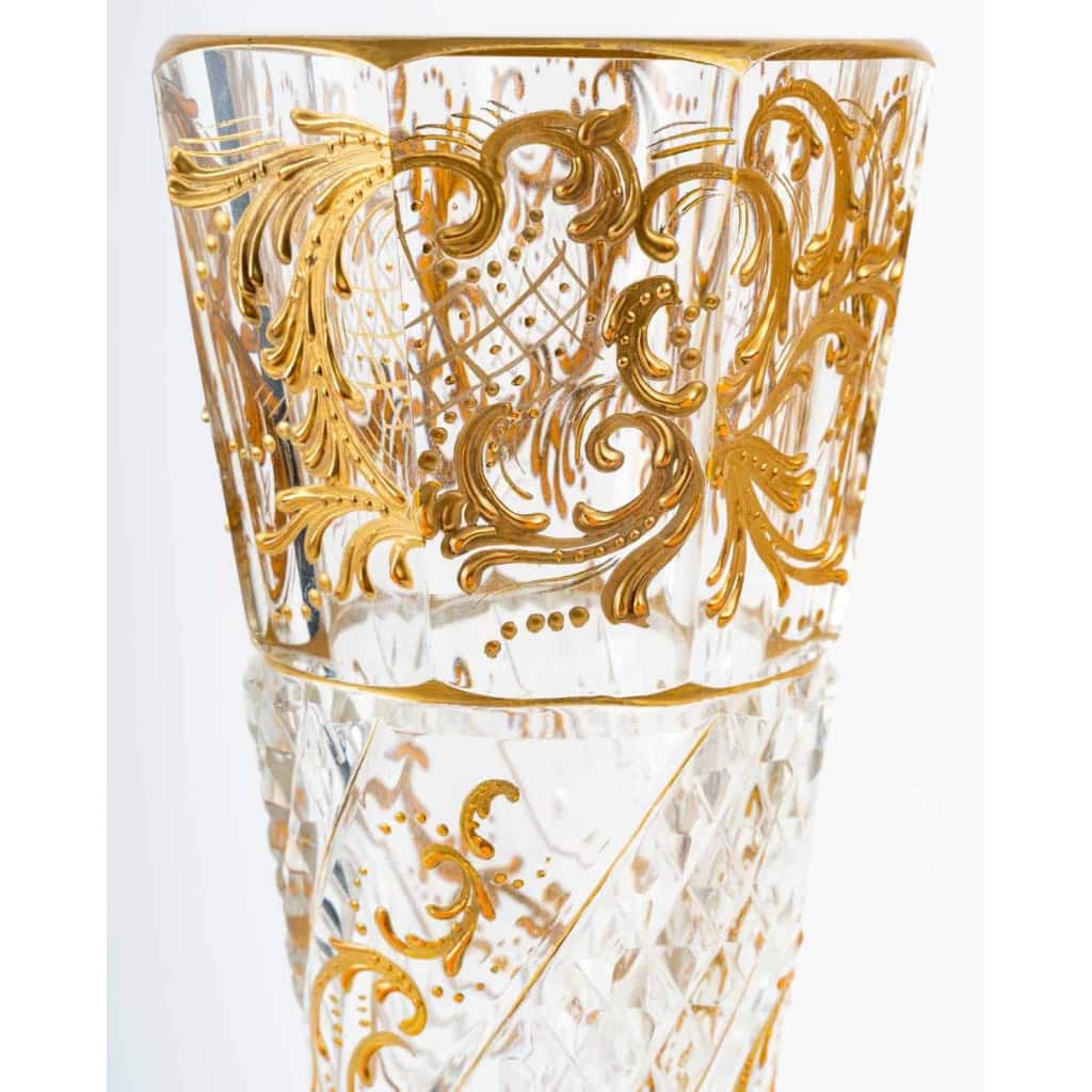 Paire de vases en cristal émaillés, XIXème siècle | Biron Paire de vases en cristal émaillés, XIXème siècle