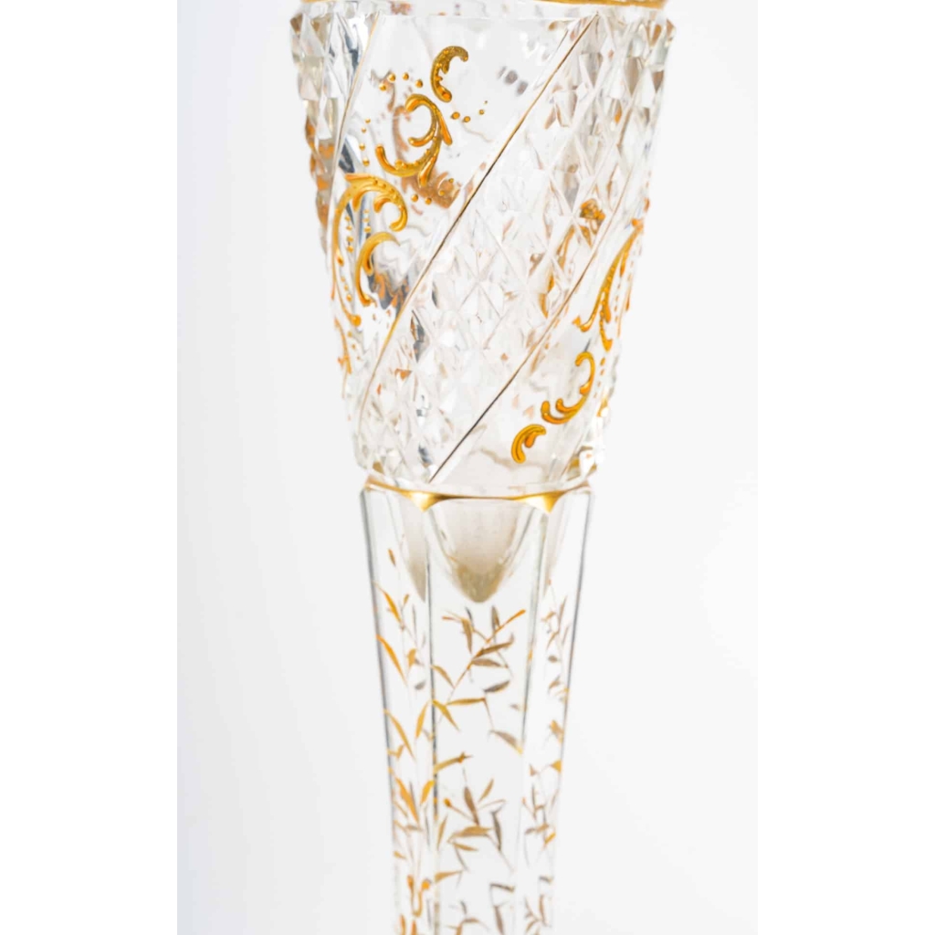 Paire de vases en cristal émaillés, XIXème siècle | Biron Paire de vases en cristal émaillés, XIXème siècle