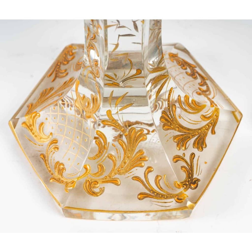 Paire de vases en cristal émaillés, XIXème siècle | Biron Paire de vases en cristal émaillés, XIXème siècle