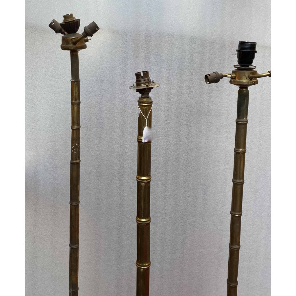 1970′ Paire De Lampadaires En Bronze Doré Maison Baguès Modèle Bambou H 156+ 1 en 149 cm | Biron 1970′ Paire De Lampadaires En Bronze Doré Maison Baguès Modèle Bambou H 156+ 1 en 149 cm