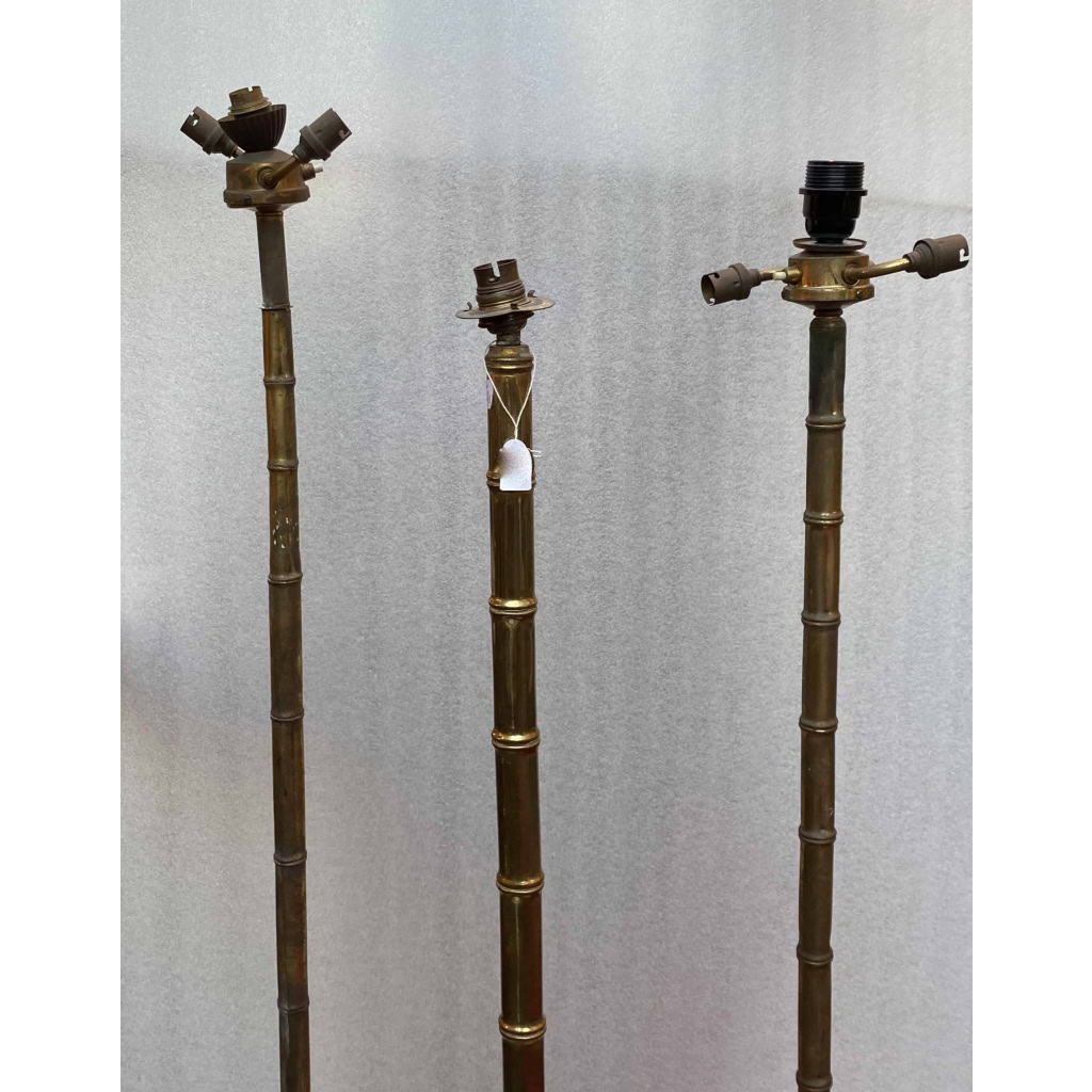 1970′ Paire De Lampadaires En Bronze Doré Maison Baguès Modèle Bambou H 156+ 1 en 149 cm | Biron 1970′ Paire De Lampadaires En Bronze Doré Maison Baguès Modèle Bambou H 156+ 1 en 149 cm