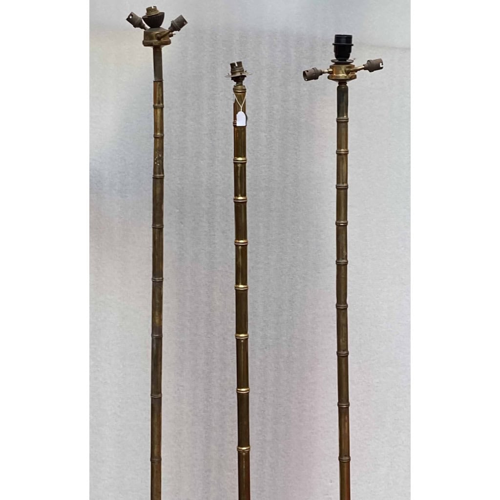 1970′ Paire De Lampadaires En Bronze Doré Maison Baguès Modèle Bambou H 156+ 1 en 149 cm | Biron 1970′ Paire De Lampadaires En Bronze Doré Maison Baguès Modèle Bambou H 156+ 1 en 149 cm