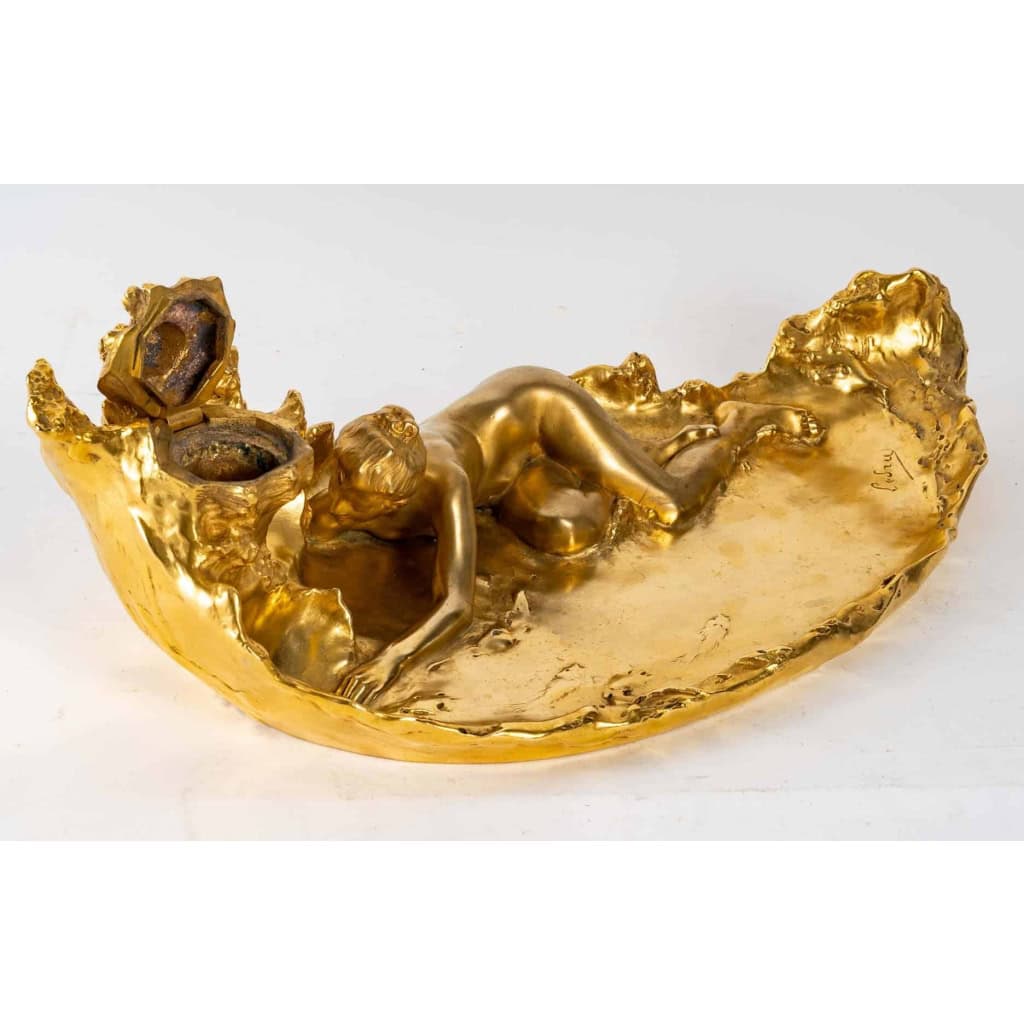 Encrier en bronze doré, 1900 | Biron Encrier en bronze doré, 1900