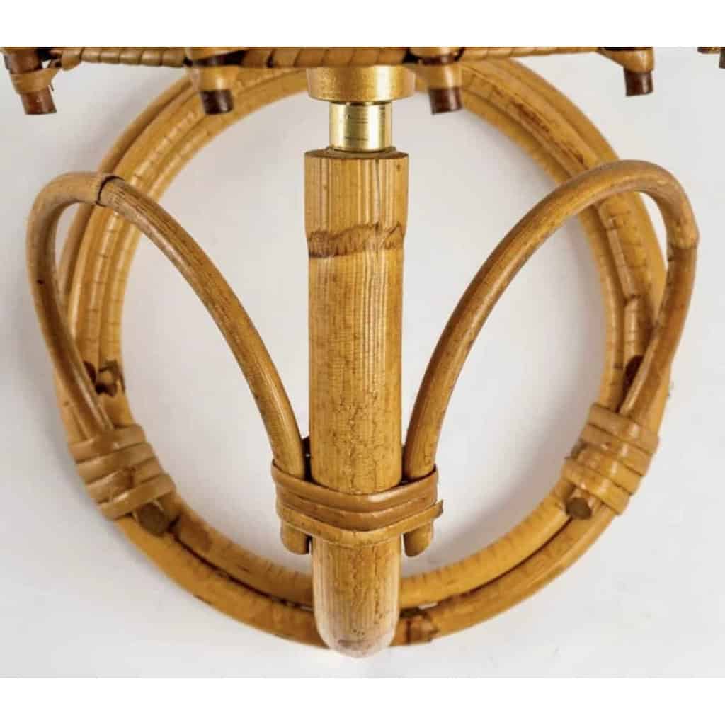 1960 Paire d’Appliques « lanterne » rotin Louis Sognot | Biron 1960 Paire d'Appliques "lanterne" rotin Louis Sognot