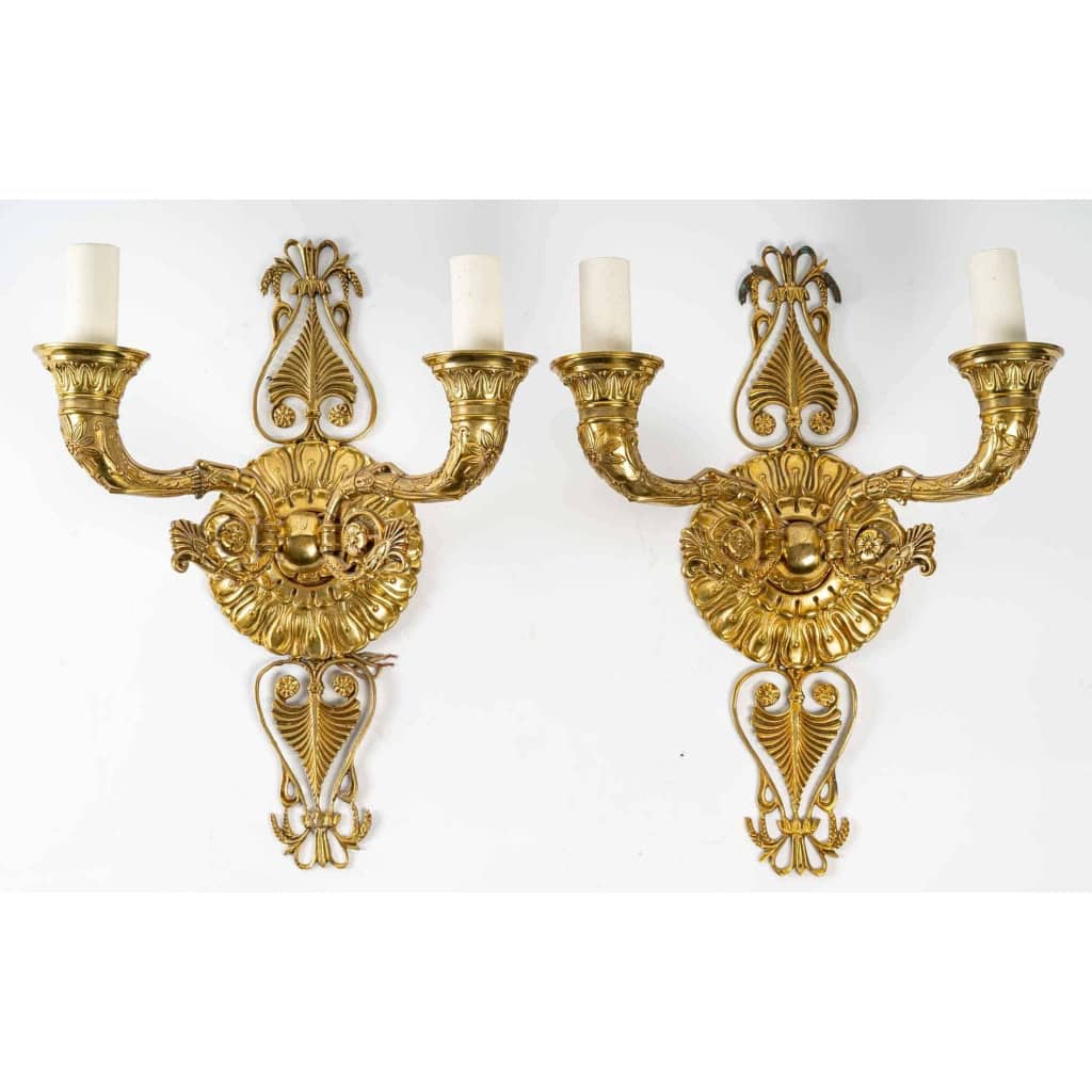 Paire d’appliques du XIXème siècle en bronze doré | Biron |||||||||