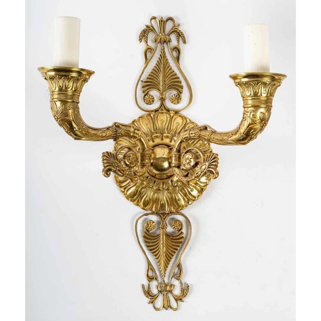 Paire d’appliques du XIXème siècle en bronze doré | Biron Paire d'appliques du XIXème siècle en bronze doré