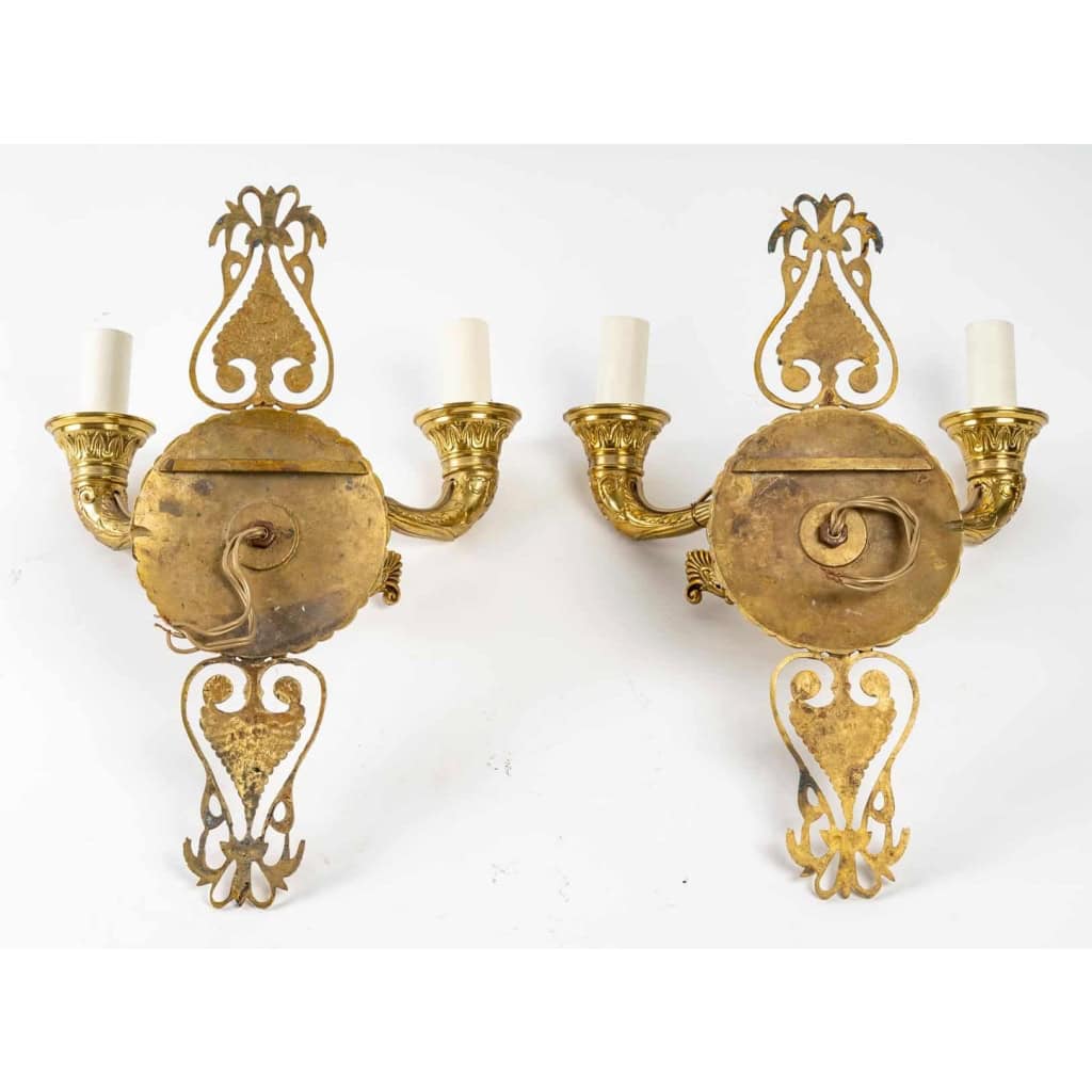 Paire d’appliques du XIXème siècle en bronze doré | Biron Paire d'appliques du XIXème siècle en bronze doré