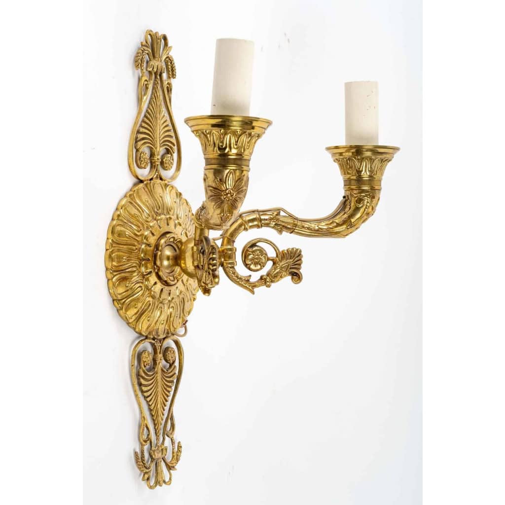 Paire d’appliques du XIXème siècle en bronze doré | Biron Paire d'appliques du XIXème siècle en bronze doré