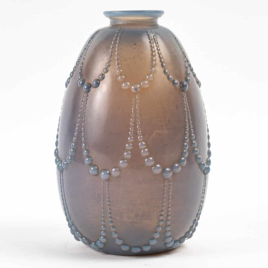 Vase « Perles » Verre Agate de René LALIQUE | Biron Vase "Perles" Verre Agate de René LALIQUE