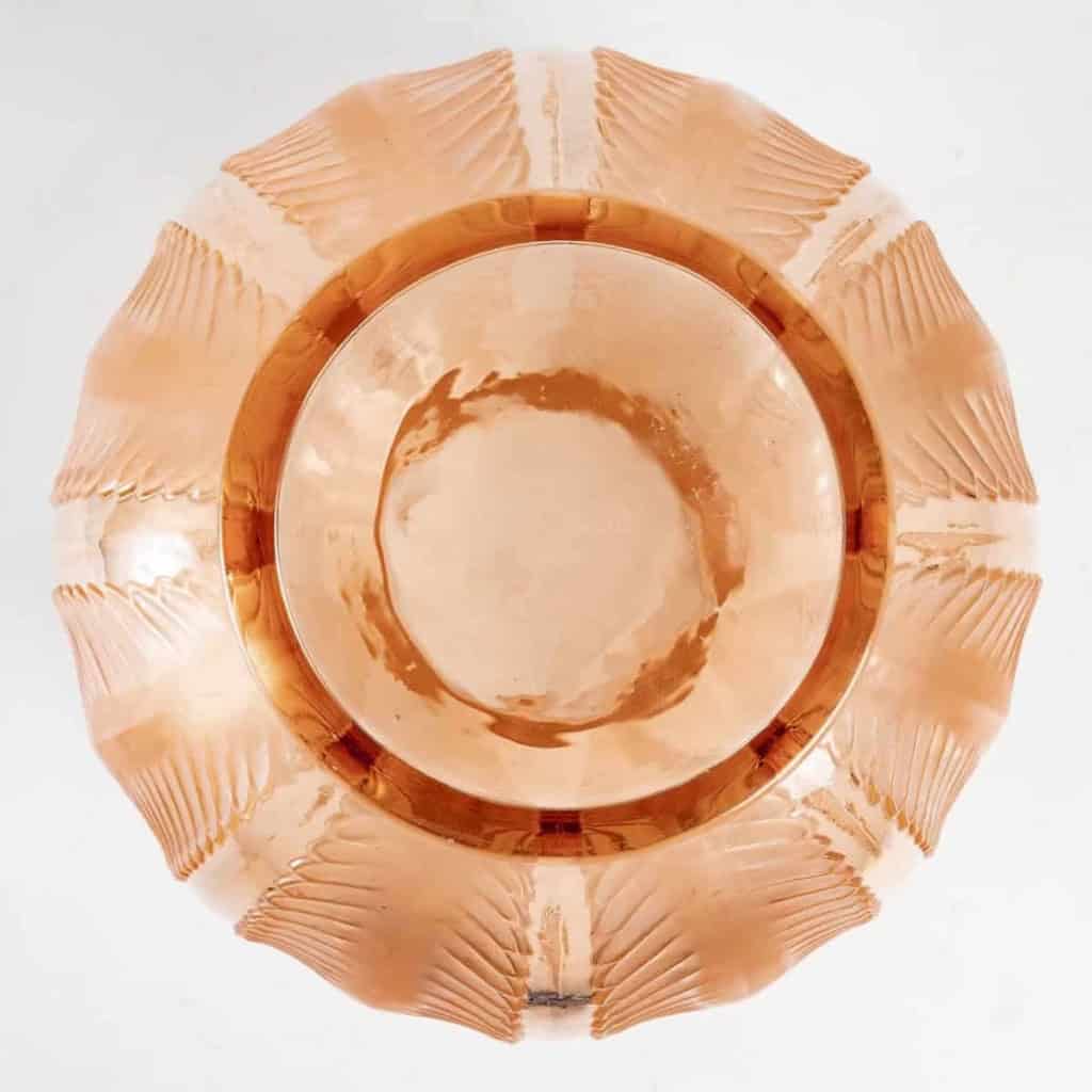 Vase "Biskra" Verre Rose Orangé de René LALIQUE