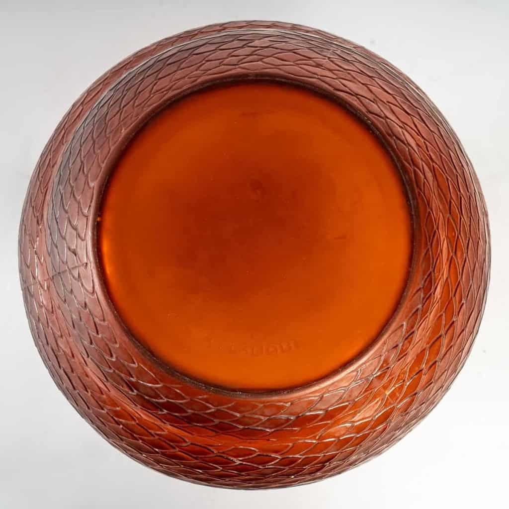 Vase « Serpent » Verre Ambre de René LALIQUE | Biron Vase "Serpent" Verre Ambre de René LALIQUE