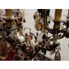 1970′ Lustre Cage en Laiton Doré Style Maison Baguès Feuilles et Fruits en Verre Colorés | Biron 1970′ Lustre Cage en Laiton Doré Style Maison Baguès Feuilles et Fruits en Verre Colorés
