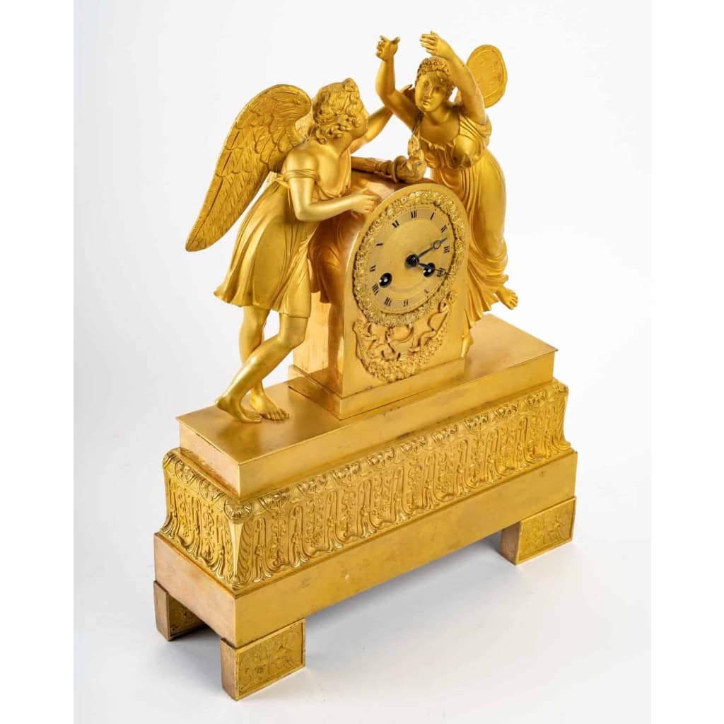 Pendule en bronze doré d’époque, XIXème siècle | Biron Pendule en bronze doré d'époque, XIXème siècle
