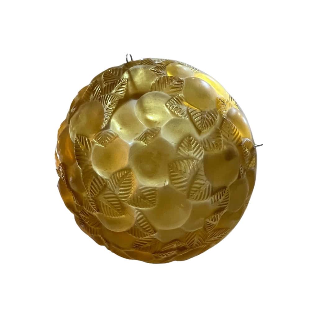  Suspension Plafonnier « Lausanne » Verre Jaune Ambré de René LALIQUE | Biron   Suspension Plafonnier "Lausanne" Verre Jaune Ambré de René LALIQUE